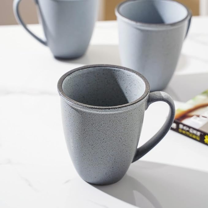 Stone Lain Stoneware Dish Set, 4 Mugs, Tina - Blue and Gray