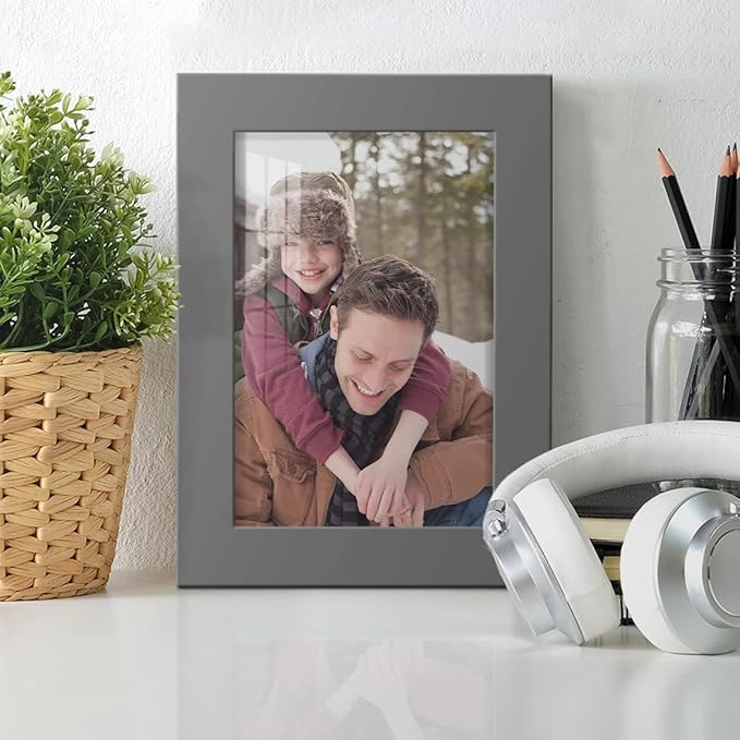 Renditions Gallery 5x7 inch Picture Frame High-end Modern Style, Made of Solid Wood and High Definition Glass Ready for Wall and Tabletop Photo Display, Gray Frame