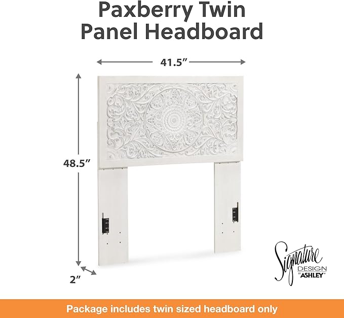 Signature Design By Ashley Paxberry Twin Boho Headboard, Distressed White