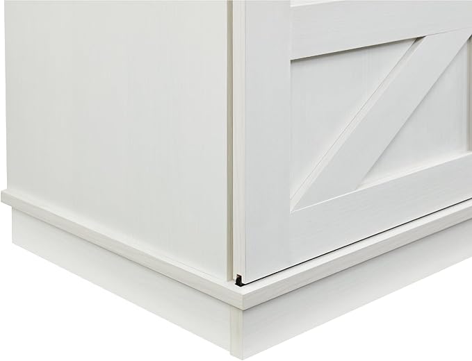 Softa 58" TV Stand, Modern & Farmhouse Wood Entertainment Center for TVs Up to 65", with Sliding Barn Door, Storage Cabinet Table, Adjustable Shelves (White)