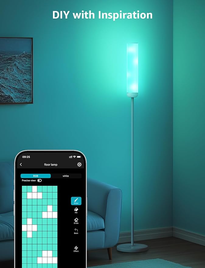 Lepro O1 AI Floor Lamp, 2300LM Smart LED Standing Lamp APP/WiFi Control, Alexa/Google Assistant Enabled, Modern Floor Lamp with Music Sync, DIY Mode, RGBCW &CCT, Lamps for Living Room, Bedroom, Office