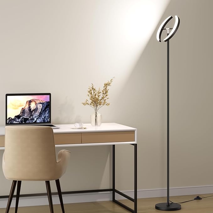 SUNMORY Floor Lamps for Living Room, 28W Bright LED Floor Lamp with 2 Rotatable Lights & Remote Control, 74" Tall Standing Lamp with Stepless Dimmable, Modern Reading Corner Lamp for Bedroom, Office