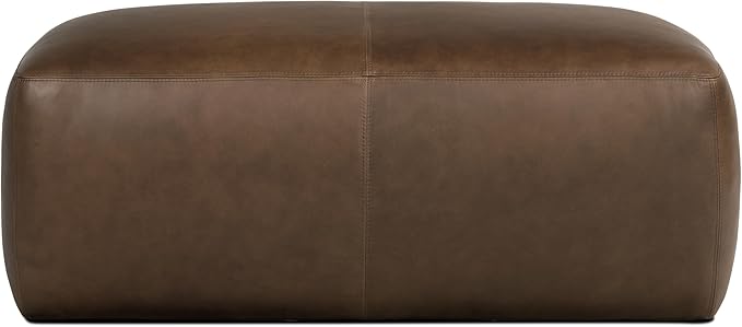 POLY & BARK Denver Leather Ottoman in Cocoa Brown