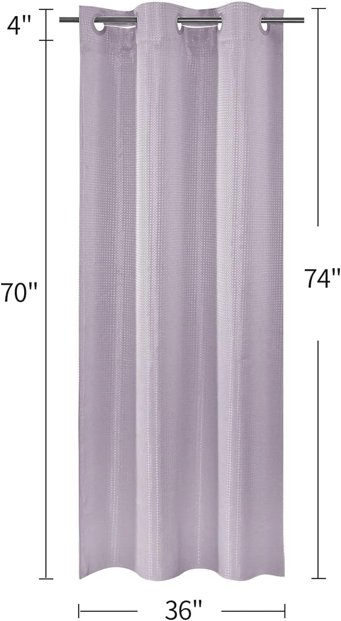 MitoVilla Purple Waffle Small Stall Shower Curtain 36 x 74, No Hooks Required Half Size Narrow Fabric Cloth Shower Curtain Set with Snap-in Liner for Modern Bathroom Decor, Lavender