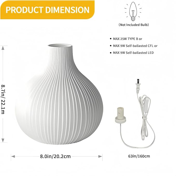 RONDURE 8.7" Modern Ceramic Table Lamp, Modern Bedside Lamps for Bedroom, Living Room and Nightstand, White Translucent Ceramic Shade, Warm Ambient Lighting, Home Decor