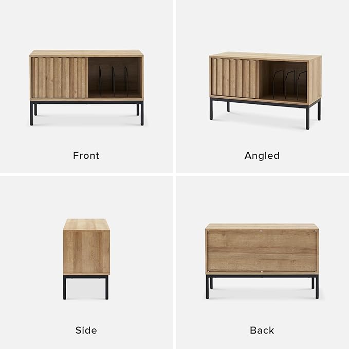 mopio Norwin TV Stand, Rustic Modern Industrial Television Stand for 60/65/70 inch TV, Fluted Entertainment Center with Storage, Wood Media Console Credenza Cabinet Table (Oak 36" TV Stand)