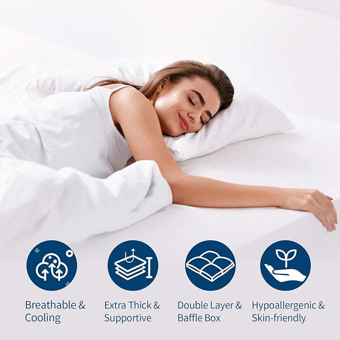 ELEMUSE Twin Size Extra Thick Fusion Goose Down Feather Filled Mattress Topper, Plush Fluffy Double Layer Pillowtop Mattress Pad Cover, Soft Featherbed with 8-21 Inch Deep Pocket