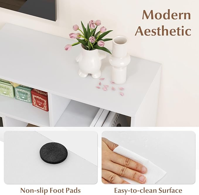 Giantex Free-Combination TV Stand for Bedroom - Entertainment Center for 50 55 60 65 Inch TV, 3-Piece Media Console Table with Storage Cubes, Deformable Open Storage Bookcase Shelf (White)