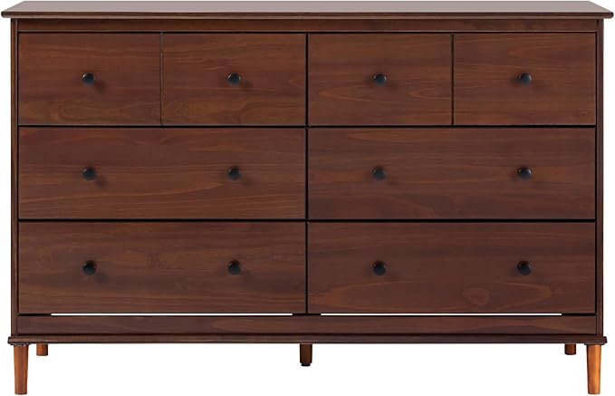 Walker Edison Modern 6-Drawer Solid Wood Dresser Bedroom Storage, 57 Inch, Walnut