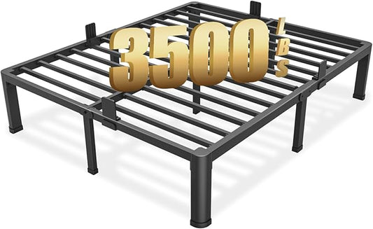 FUIOBYVV California King Bed Frame with Round Corner Edge Legs 14 inch High 3500 lbs Heavy Duty Metal Platform Bed Frame King Size No Box Spring Needed/Noise Free/Steel Slat Support/Non-Slip Black