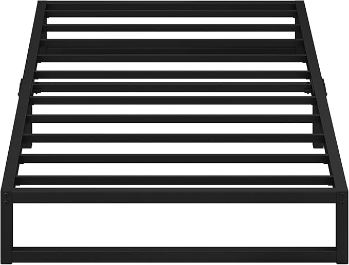 EMODA 7 Inch Twin XL Bed Frames No Box Spring Needed, Heavy Duty XL Twin Metal Platform Bed Frame, Noise Free, Easy Assembly, Black
