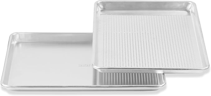 Baking Sheet Set with Rack 18" Non-Toxic Bakeware Set Baking Trays for Oven, 100% Recycled Aluminum, 2pc Bakeware Set Baking Sheets 18" Never Rust, PTFE,PFAS,PFOA Free by Baker's Secret