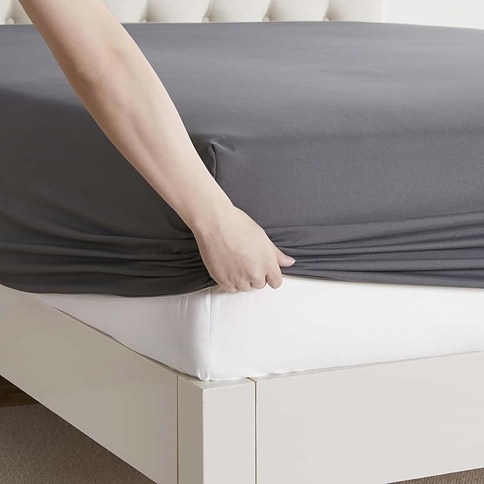 Clara Clark Bed Sheets, Premier 1800 Series 4 Piece Bed Sheet Set, Deep Pocket, Wrinkle, Fade, Stain Resistant, Luxury Soft Bedding Sheets & Pillowcases, Twin, Charcoal Gray