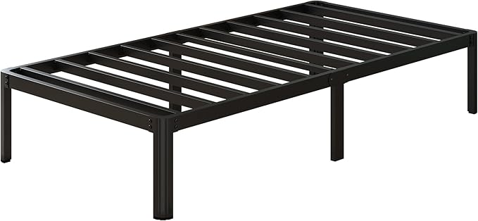 14 Inch Twin XL Bed Frames with Rounded Corner Legs, 1000 LBS Heavy Duty Metal XL Twin Platform No Box Spring Needed, Noise Free, Easy Assembly, Black