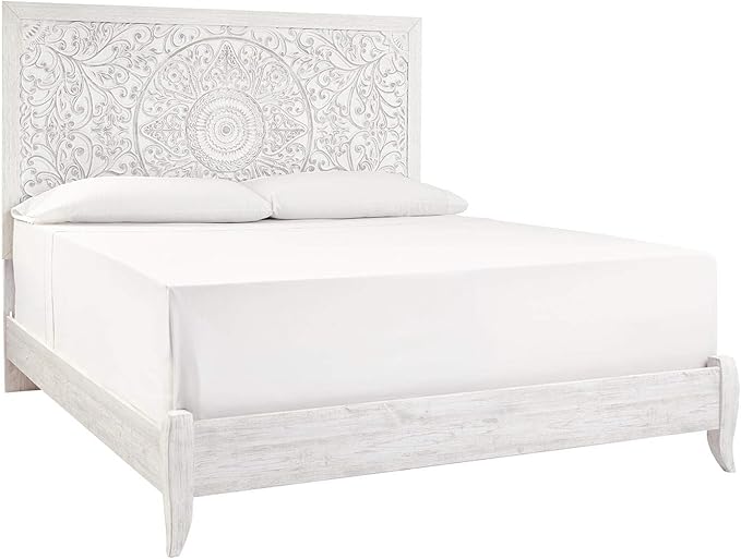 Signature Design by Ashley Paxberry Boho Chic Panel Adjustable Headboard ONLY, King, Whitewash