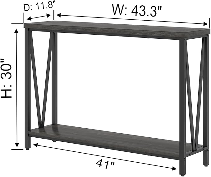 FOLUBAN Console Table for Entryway, Modern Sofa Table Behind Couch, Narrow Entry Table for Hallway, Living Room (Industrial, Dark Gray)