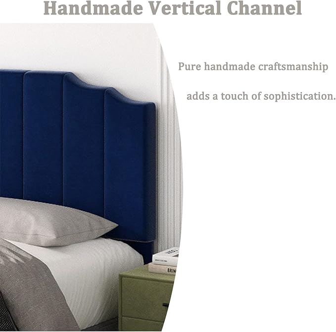King Size Headboard Only, Velvet Wall Mounted Headboard King for Adjustable Bed Modern Upholstered Head Board Easy Assembly, Navy Blue
