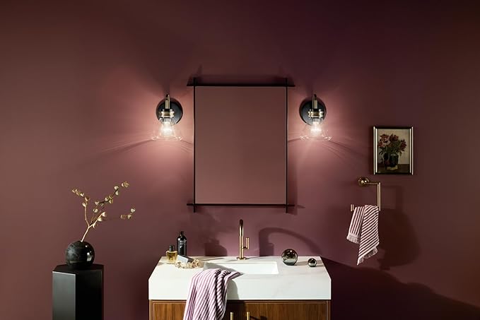 Kichler Farum 7.25" 1-Light Wall Sconce with Clear Glass in Black, for Fireplace, Kitchen, Bedroom, Hallway, or Vanity, (7.25" W x 9.5" H) 55153BKCLR