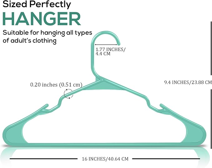 Utopia Home Plastic Hangers 30 Pack - Perfect Space Saving Clothes Hanger - Durable and Strong - Perfect Closet Organizers with Shoulder Grooves (Aqua)