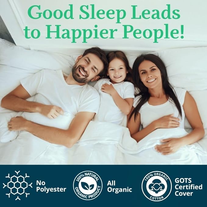 OrganicTextiles Talalay Latex Pillow with Organic Cotton Cover (King Size, Medium), GOTS Certified, Bed Pillow for Sleeping, Neck Pain Relief Help, Head Support, for Side Back Stomach Sleeper