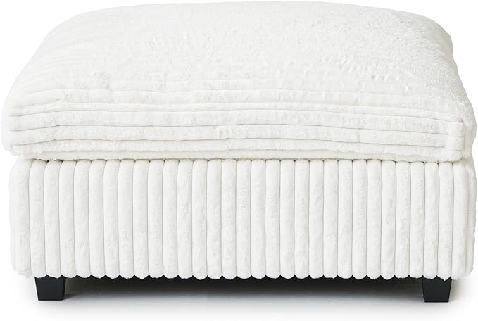 JACH 39.37" Modern Comfy Ottoman for Living Room, Oversized Ottoman Footstool, Cushion Covers Removable, Minimalist Ottomans for Party Bedroom Apartment (Beige)