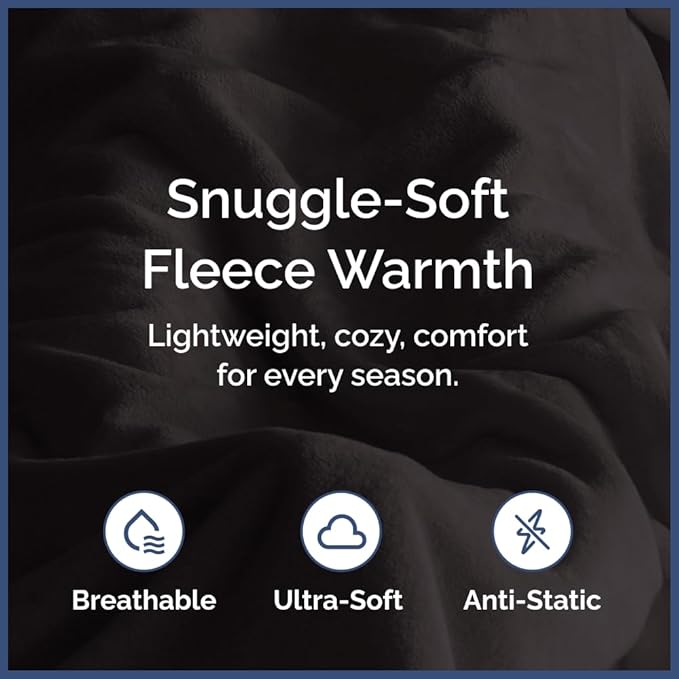 Ultra Soft Fleece Blanket Queen Size - Flannel Fleece Luxury Queen Blanket - Lightweight for Couch Bed Chair - Thick, Warm and Breathable - All Season Cozy Fuzzy, Anti-Static Microplush Bedding, Black