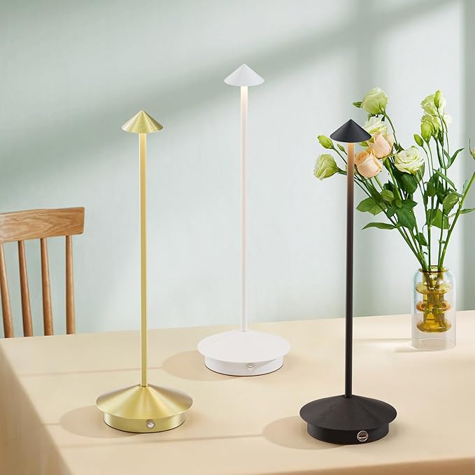 2-Pack 6000mAh Rechargeable Led Table Lamp Cordless,3000K-6000K Stepless Dimming Touch Lamps with Memory Function,IP54 Waterproof Aluminum Table Light for Outdoor/Bars/Restaurant/Patio(Bronze)