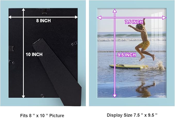 Renditions Gallery 8x10 inch Picture Frame High-end Modern Style, Made of Solid Wood and High Definition Glass Ready for Wall and Tabletop Photo Display, Blue Frame