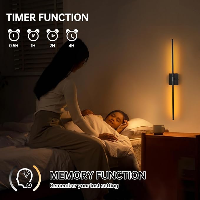 Battery Operated Wall Sconce Set of 2, 5000mAh Rechargeable Wall Sconces with Detachable Battery, Indoor 350°Rotate Wall Lights for Bedroom Living Room, Black, 31.5 Inch