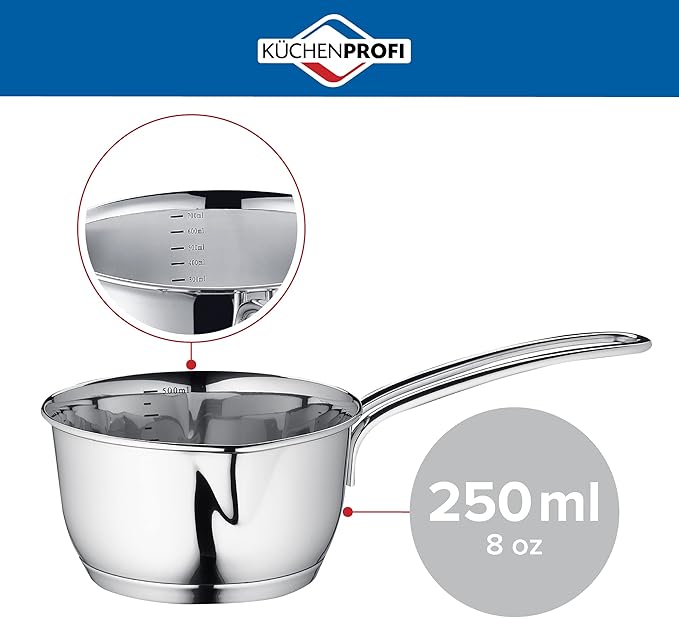 Stainless Steel Saucepan with Clad Bottom, 8-Ounce,Silver