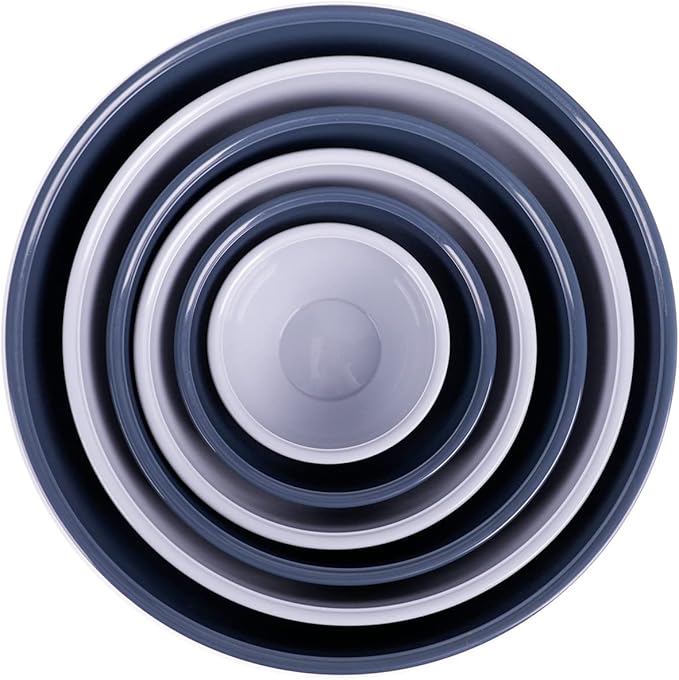 BoxedHome BPA Free Plastic Round Mixing Bowl with Lids, 12 Pack Nesting Bowls with Lids Set, Microwave and Dishwasher Safe Prep & Serving Bowls Great for Mixing, Baking, Serving (Haze Blue, 12pcs)