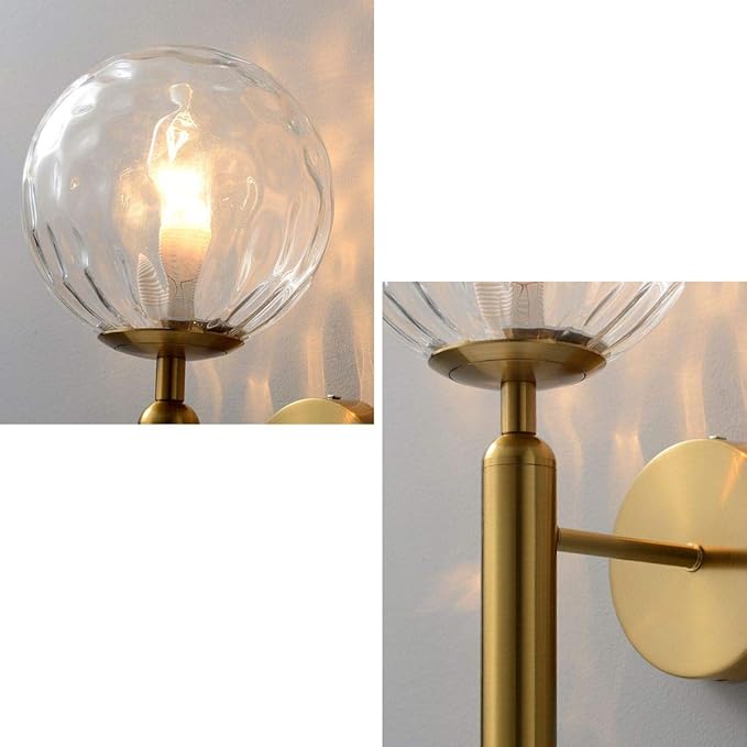 KCO Lighting Plug in Globe Wall Light Vintage Industrial Wall Sconce Lighting Fixture with On/Off Switch, Metal Wall Lamp for Bedroom Living Room Hallway,(Clear Plug in)