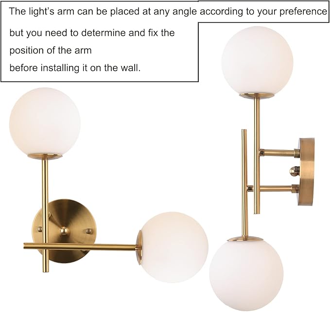 Gold Globe Wall Sconce, 7.5" W x 20" H, G9 Base, Compatible with LED or Halogen Bulbs, Perfect for Bathroom, Kitchen, Living Room, Home Office, Lobby, Bedroom
