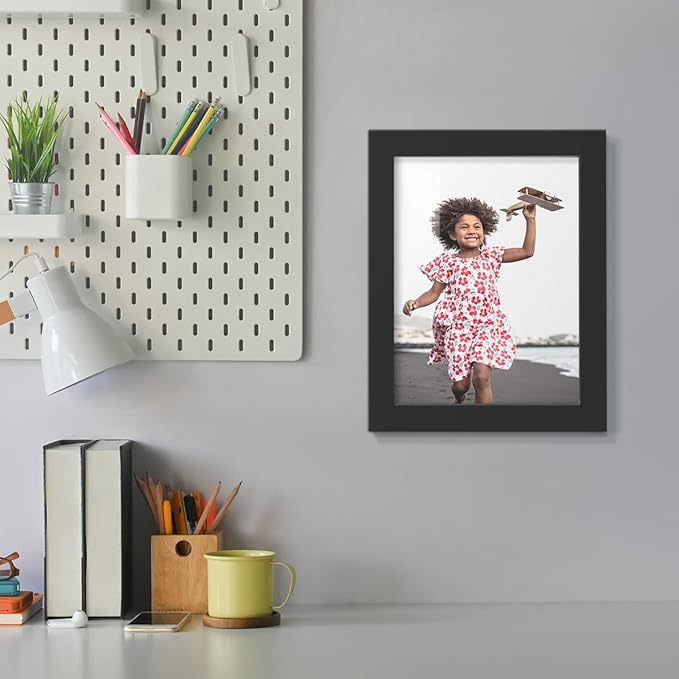 Renditions Gallery 6x8 inch Picture Frame High-end Modern Style, Made of Solid Wood and High Definition Glass Ready for Wall and Tabletop Photo Display, Black Frame