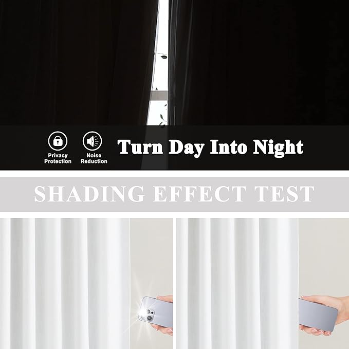 Vision Home White Pinch Pleated Full Blackout Curtains 60 inch Wide Thermal Insulated Window Panels 95 inch for Living Room Bedroom Room Darkening Pinch Pleat Drapes with Hooks Back Tab 60" Wx95 Lx1