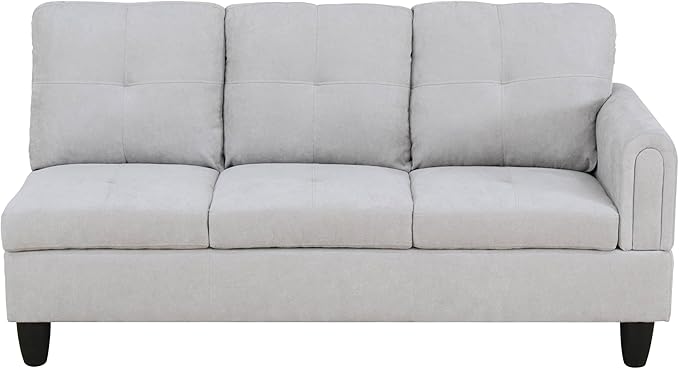 NicBex Sectional Couch 2 Pieces 66.5" L Sofa with Left Chaise Flannel L Shaped Cloud Couch for Living Room Furniture Sets with Cushion, Modular Sofa for Living Room & Small Apartment, Light Gray