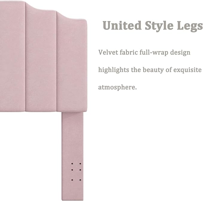 King Size Headboard Only, Velvet Wall Mounted Headboard King for Adjustable Bed Modern Upholstered Head Board Easy Assembly, Pink