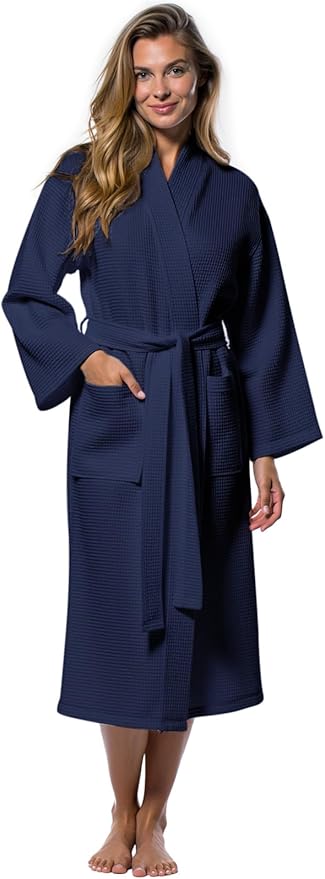 Turquaz Lightweight Full-Length Robes For Women Waffle Kimono Bathrobe - Soft, Fast-Drying, Long-Lasting Cotton Blend Unisex