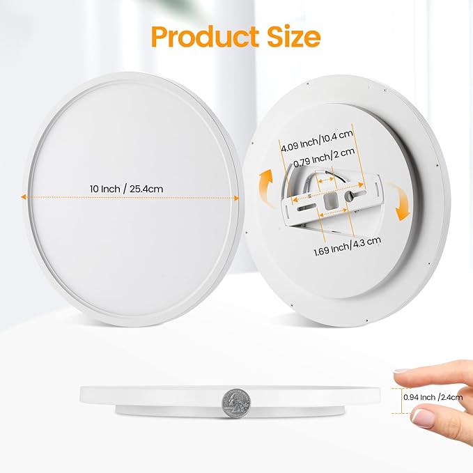 TALOYA Flush Mount Ceiling Light,10 Inch,18W,5000K Daylight Super Slim LED Ceiling Light for Bedroom, Living Room, Kitchen, Laundry and Hallway