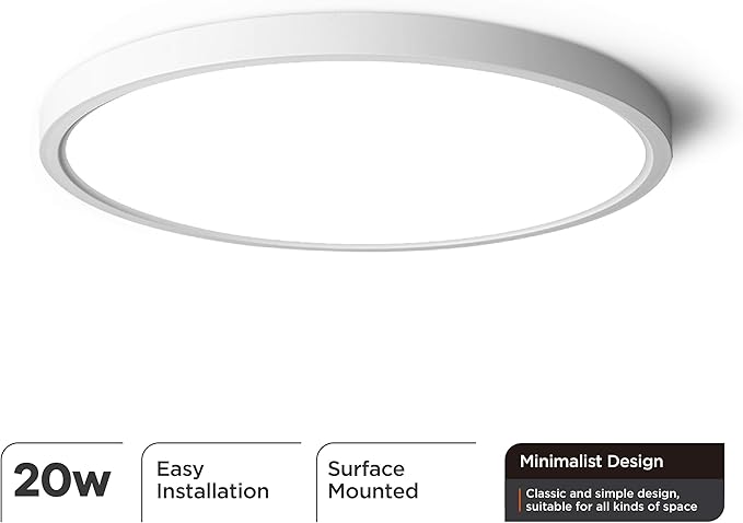 TALOYA Flush Mount Ceiling Light,4 Pack,12 Inch,20W, 5000K Daylight Super Slim LED Ceiling Light for Bedroom, Living Room, Kitchen, Laundry and Hallway