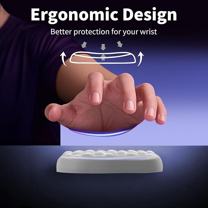 Wrist Rest for Keyboard and Mouse, Upgrade Enlarge Mouse Pad Wrist Rest, Ergonomic Memory Foam, Non-Slip Base for Computer Gaming & Office Work, 2 Piece Set, Grey (14.17x3.15+5.9x3.15 inch)