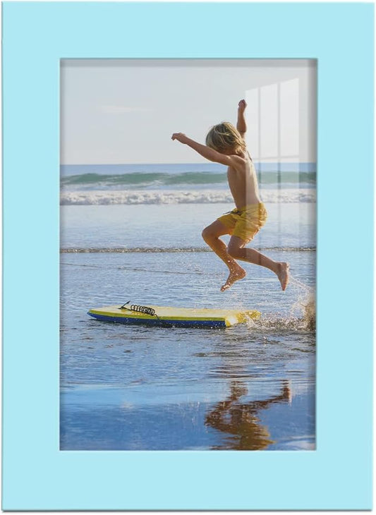 Renditions Gallery 5x7 inch Picture Frame High-end Modern Style, Made of Solid Wood and High Definition Glass Ready for Wall and Tabletop Photo Display, Blue Frame