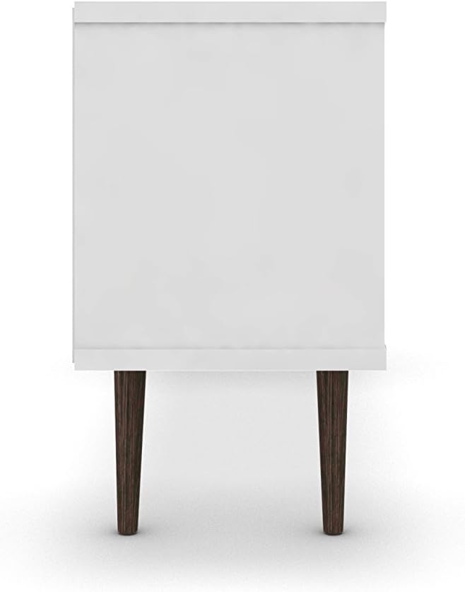 Manhattan Comfort Liberty Mid Century Modern TV Stand for Televisions up to 50 Inches, Bedroom and Living Room Entertainment Center with Storage, Shelves, and Cabinet, 53" Wide, White