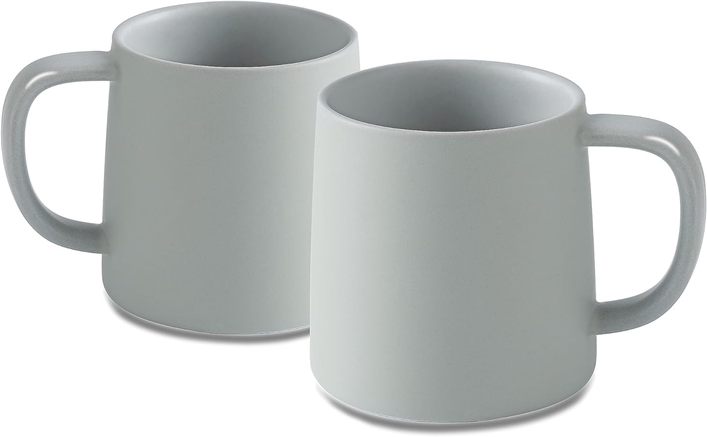 T-WARE 16 Oz Coffee Mugs, Matte Light Grey Mug Set of 2, Ceramic Mugs Coffee, Solid Color Coffee Cups Ceramic