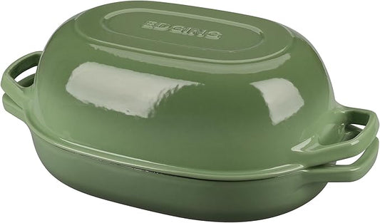 Enameled Cast Iron Dutch Oven Pot with Lid, Oval Dutch Oven for Bread Baking, Bread Oven for Homemade Sourdough Bread Baking, 7qt, Pistachio Green