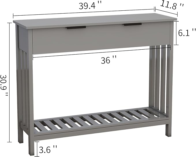 Entryway Table Console Table with Drawer and Storage Shelf, Narrow Sofa Table Entrance Enter Way Hallway Foyer Behind Couch Table (Gray with Drawer)