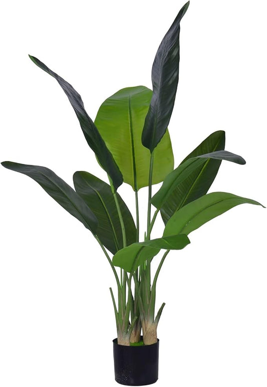Artificial Bird of Paradise Plant Fake Tropical Palm Tree for Indoor Outdoor, Perfect Faux Plants for Home Garden Office Store Decoration (Bird of Paradise 120cm)