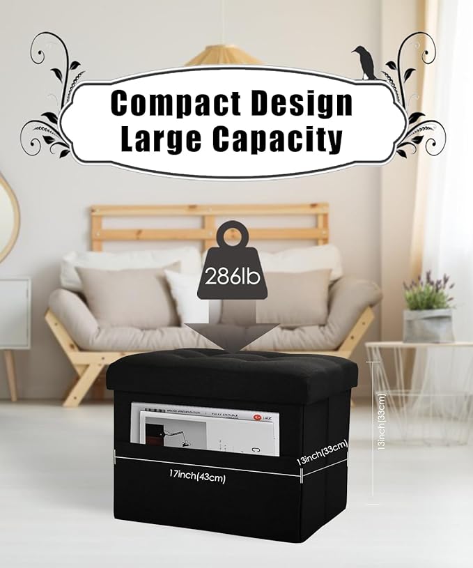 Ottoman Storage Ottoman Foot Rest Stool Foldable Bench with Storage Student Dormitory Bedroom and Entryway 17 X 13 X 13