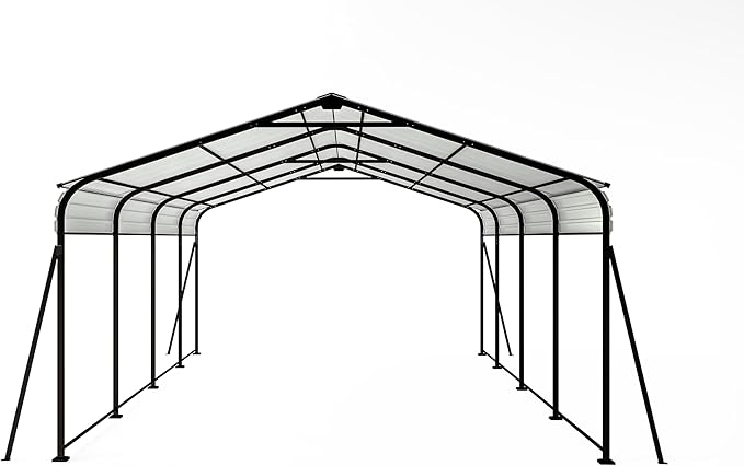 12x20 FT Metal Carport, Heavy Duty Car Port Canopy with Galvanized Steel Roof & Frame, Large Metal Carport Kit, Steel Car Shelter, Outdoor Car Garage for Car, Boat, Truck, Dark Gray