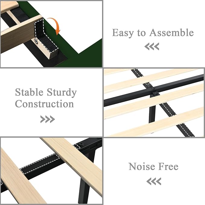 HOMBCK Full Bed Frame with Diamond Headboard and Footboard, Velvet Upholstered Bed with Wooden Slats Support, No Box Spring Needed, Easy Assembly, Green